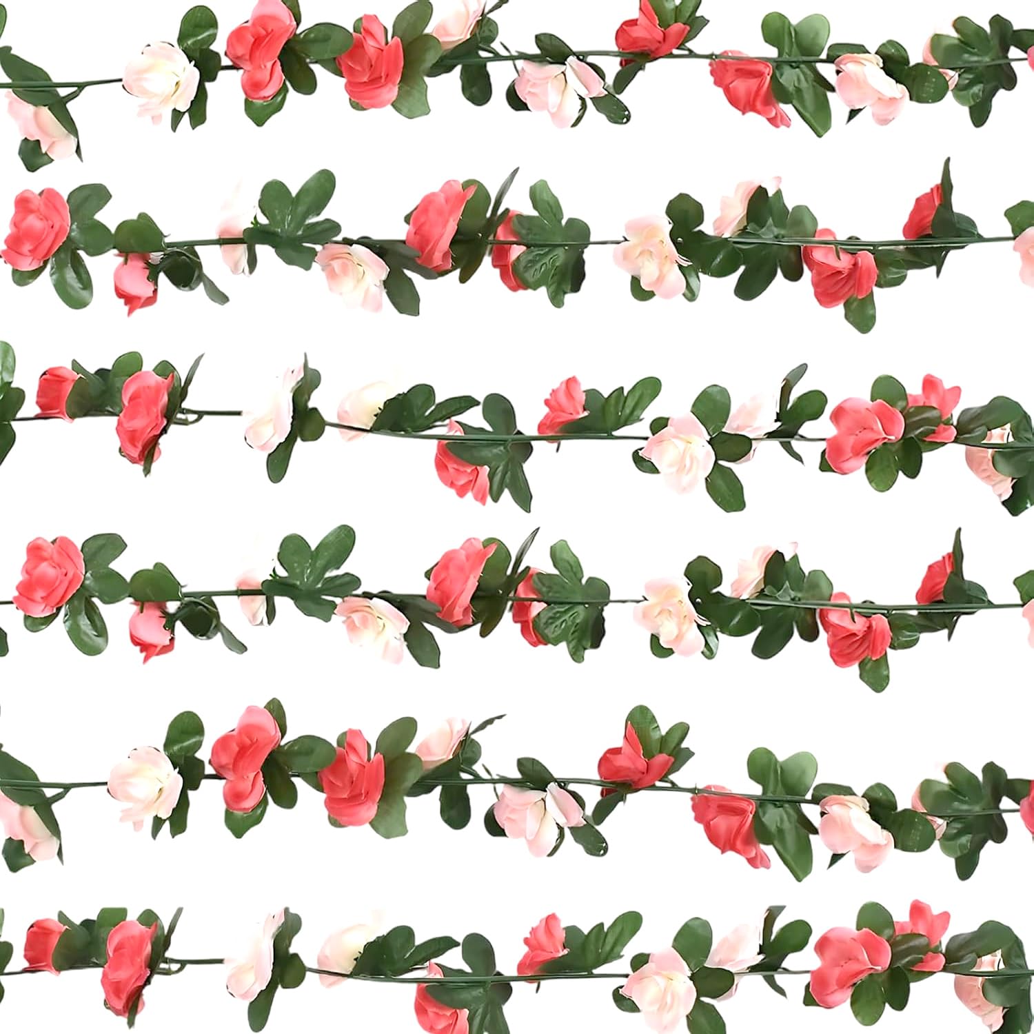 2 Pack Artificial Rose Flower Garland Fake Rose,2.5-Meter Artificial Flower Garlands,Pink Flowers Garland,Flowers Garlands Decoration,for Outdoor Walls,Home Party,Wedding Wall,Garden Craft Art Decor