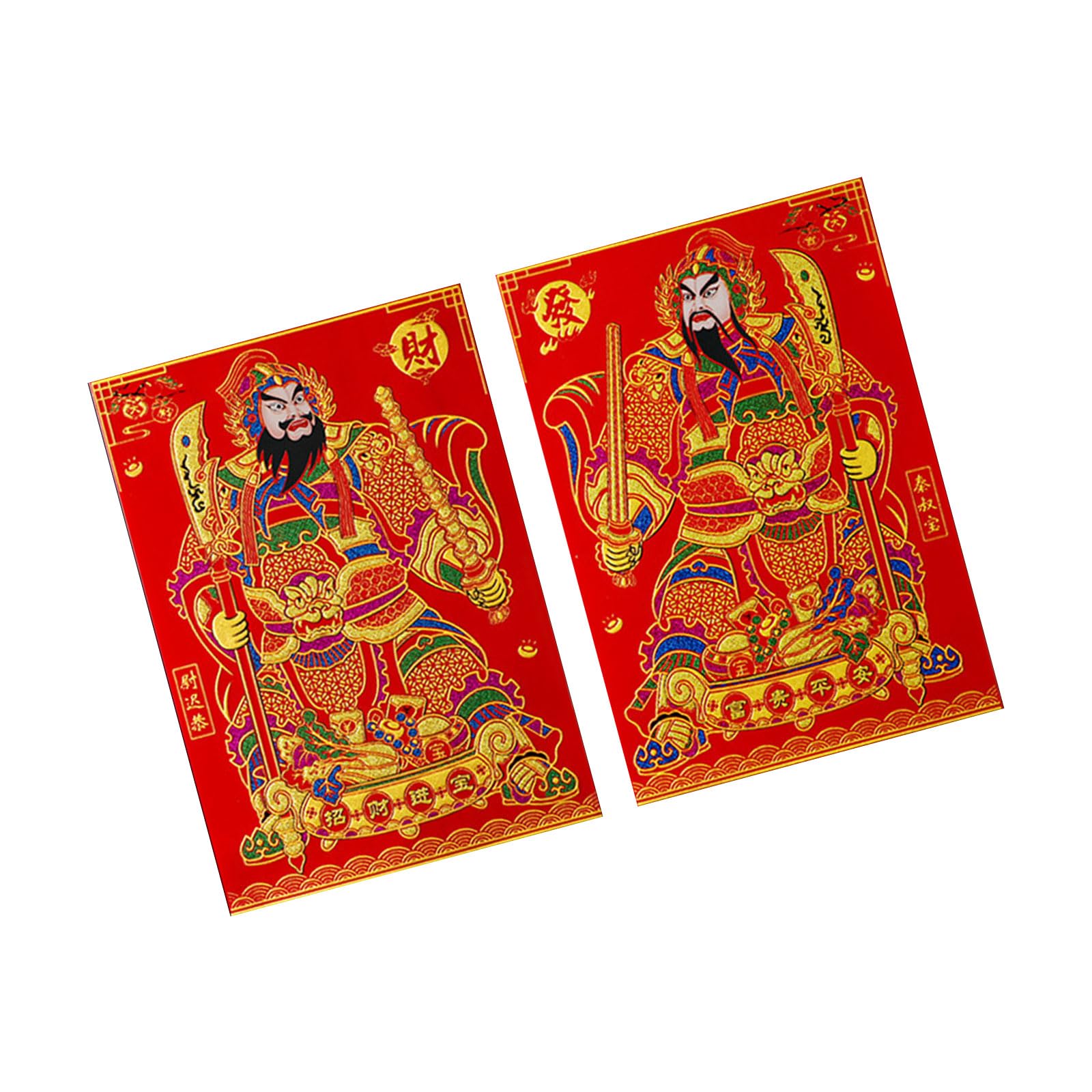 Carotoe Multicolor Festival Flannel Door God For New Year Decoration Bright Color Symbolizing Good Fortunes Easy To Apply And Remove Large Door Sticker