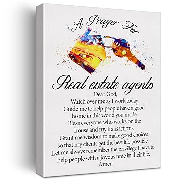 a Real Estate Agent's Prayer Canvas Home Wall Art Decor Real Estate Agents Gift Painting Ready to Hang 12x15 Poster Framed