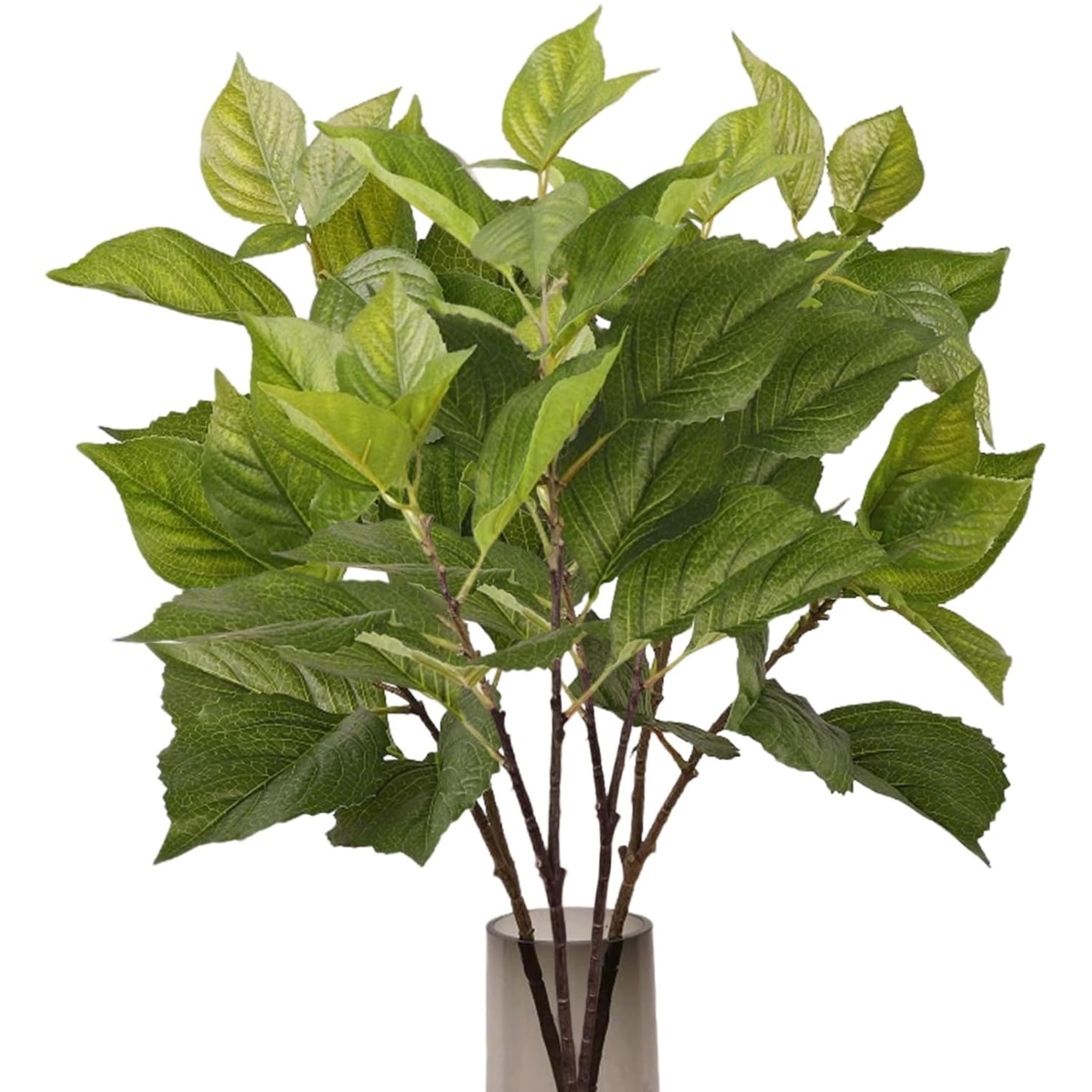 Bemonew Artificial Greenery Stems 4PCS Hydrangea Leaves Artificial, Realistic Greenery Hydrangea Faux Foliage Stems for Floral Design, 14x28.5in, Green
