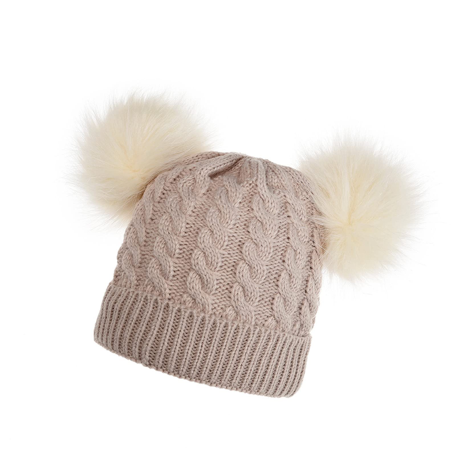 Zimowa Ciepła Czapka Maluch Czapka Zimowa Dziecięca Czapka Z Dzianiny Czapka Z Podszewką Futro Chłopcy Czapki Bawełniane Czapka Zimowa Dzieci/Beige/One Size