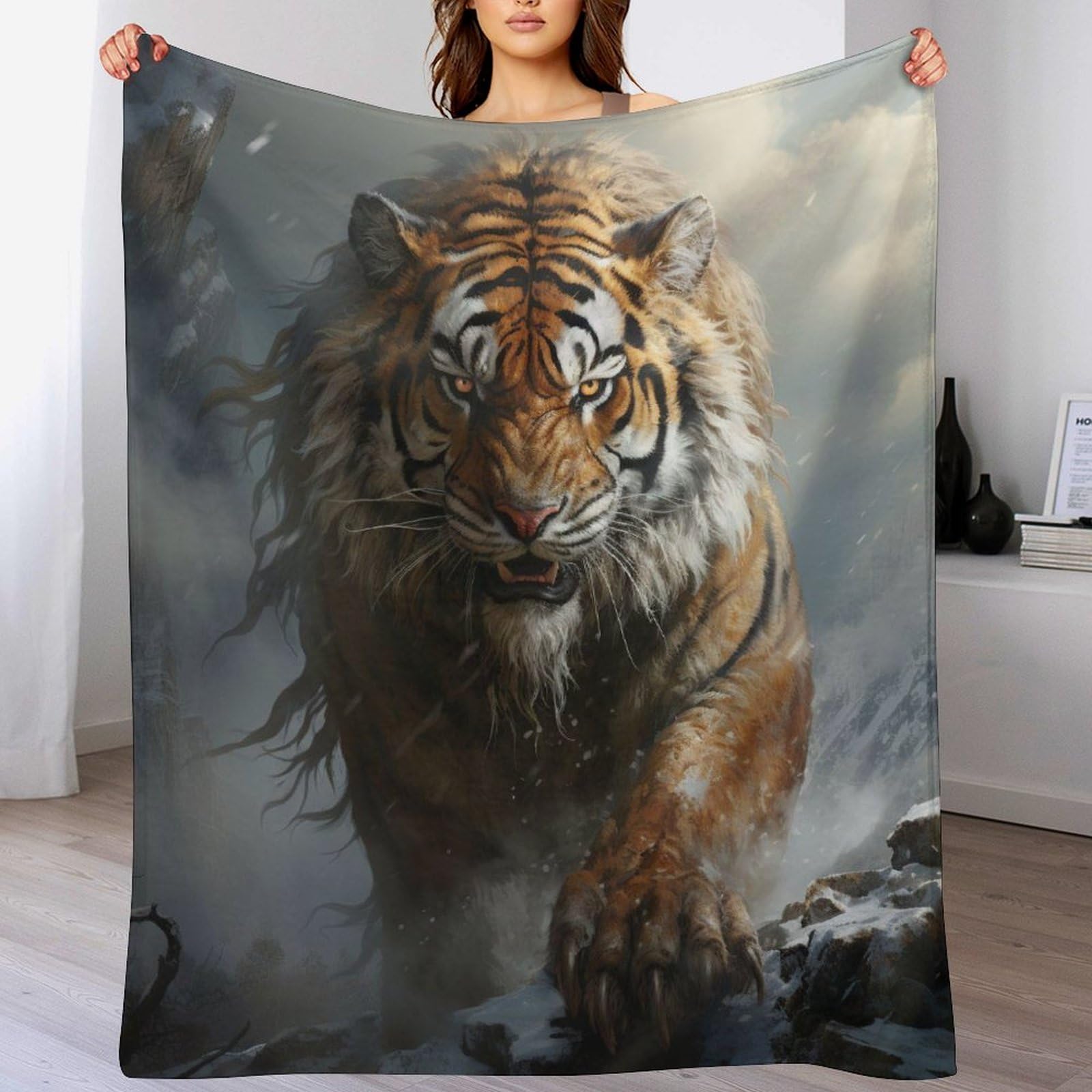 Couverture tigre 3D en flannel, le cadeau idéal pour le lit