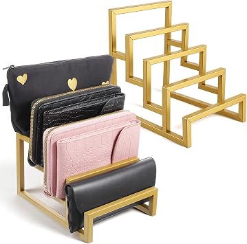 2 Pack Purse Organizer for Closet Display 4 Layer Wallet Display Rack Metal Clutch Holder Retail Store Show Wallet Rack Purse Organizer for Handbag Home Boutique Store