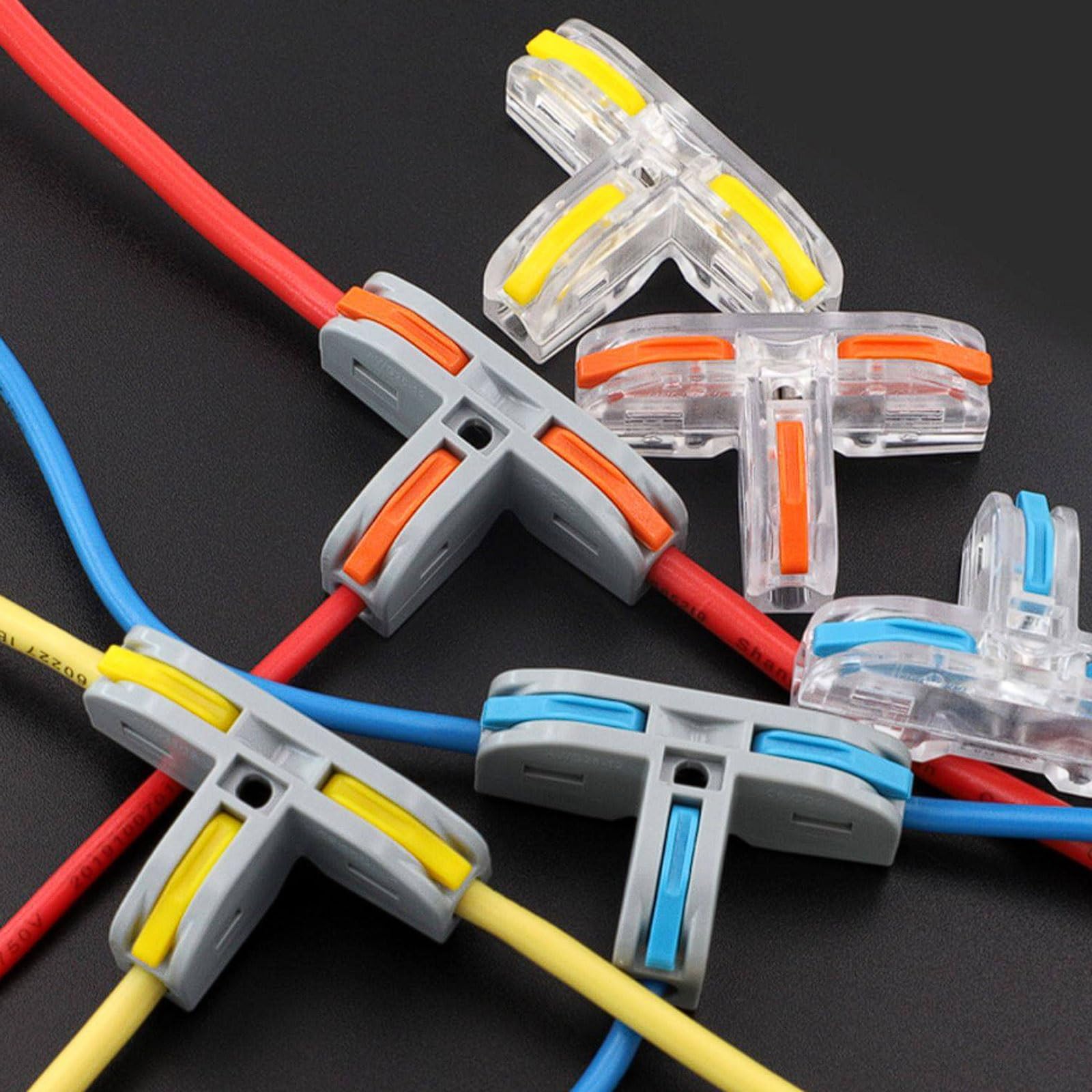 Terminales y kits Surtido de bloques de terminales de conexión rápida tipo T de 30 piezas, cableado de 2 segundos, conductor de cobre puro, for cables duros y blandos(Clear)
