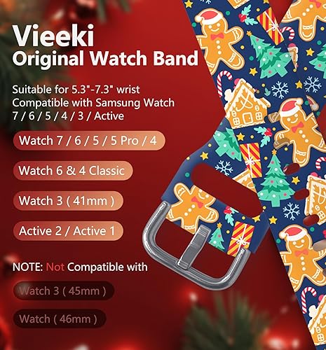 Vista 93 de Correas de reloj navideñas compatibles con Samsung Galaxy Watch de 1.575 pulgadas, 1.732 pulgadas, 0.787 pulgadas, correa de silicona de repuesto