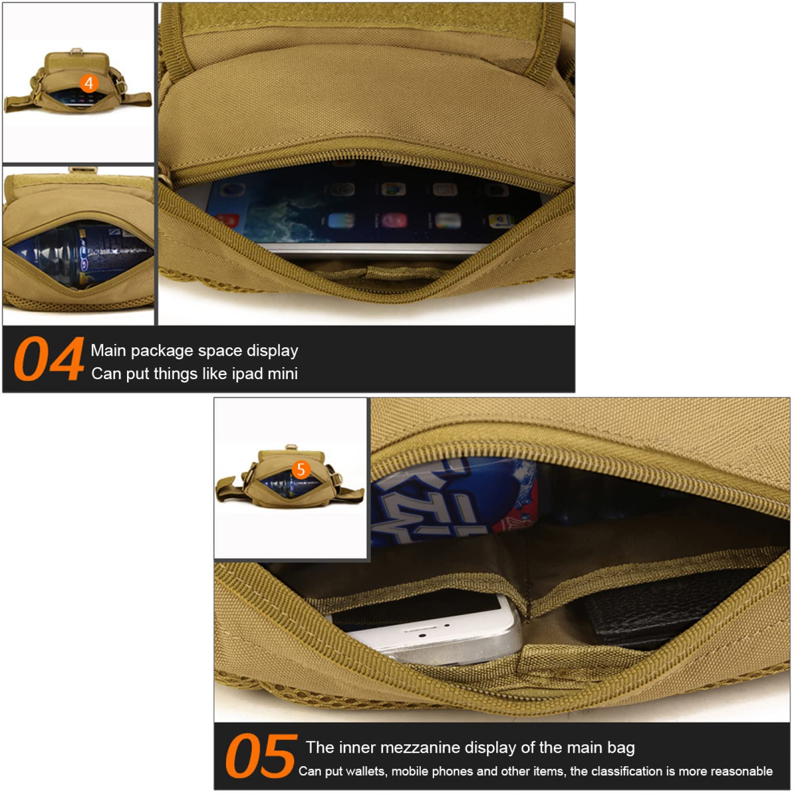 REEBOW GEAR Borsa a Tracolla Multifunzione da Ciclismo Borsa a Tracolla Tattica per Alpinismo Borsa Casual,ACU