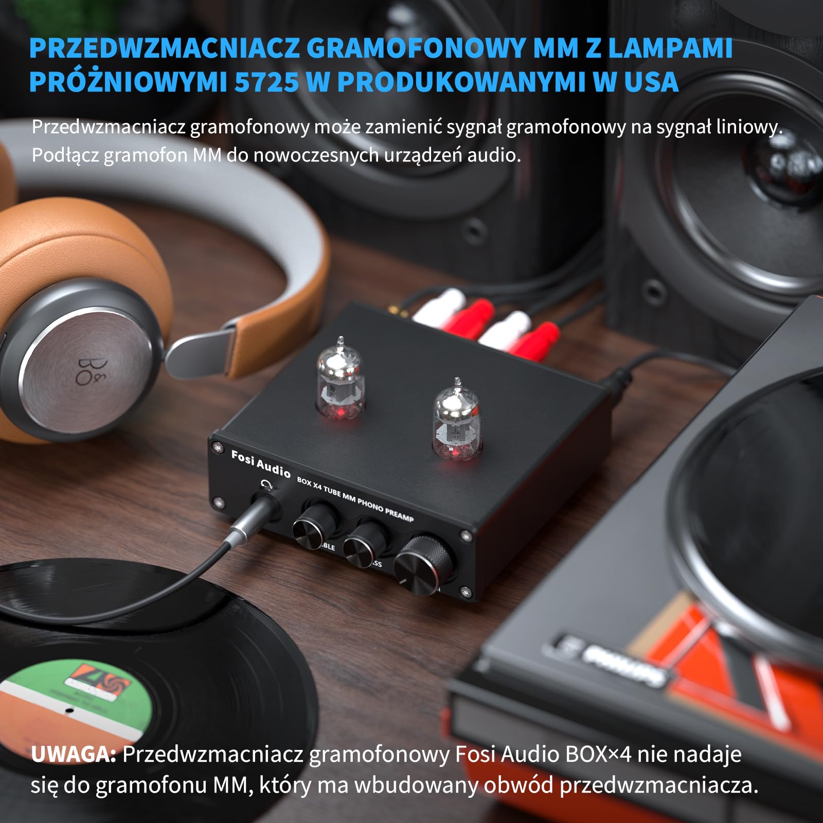 Fosi AudioBOX X4 Phono przedwzmacniacz gramofonowy przedwzmacniacz MM przedwzmacniacz fonograficzny z przekładnią Gain Mini Stereo Audio Hi-Fi przedwzmacniacz do odtwarzacza płyt z zasilaczem