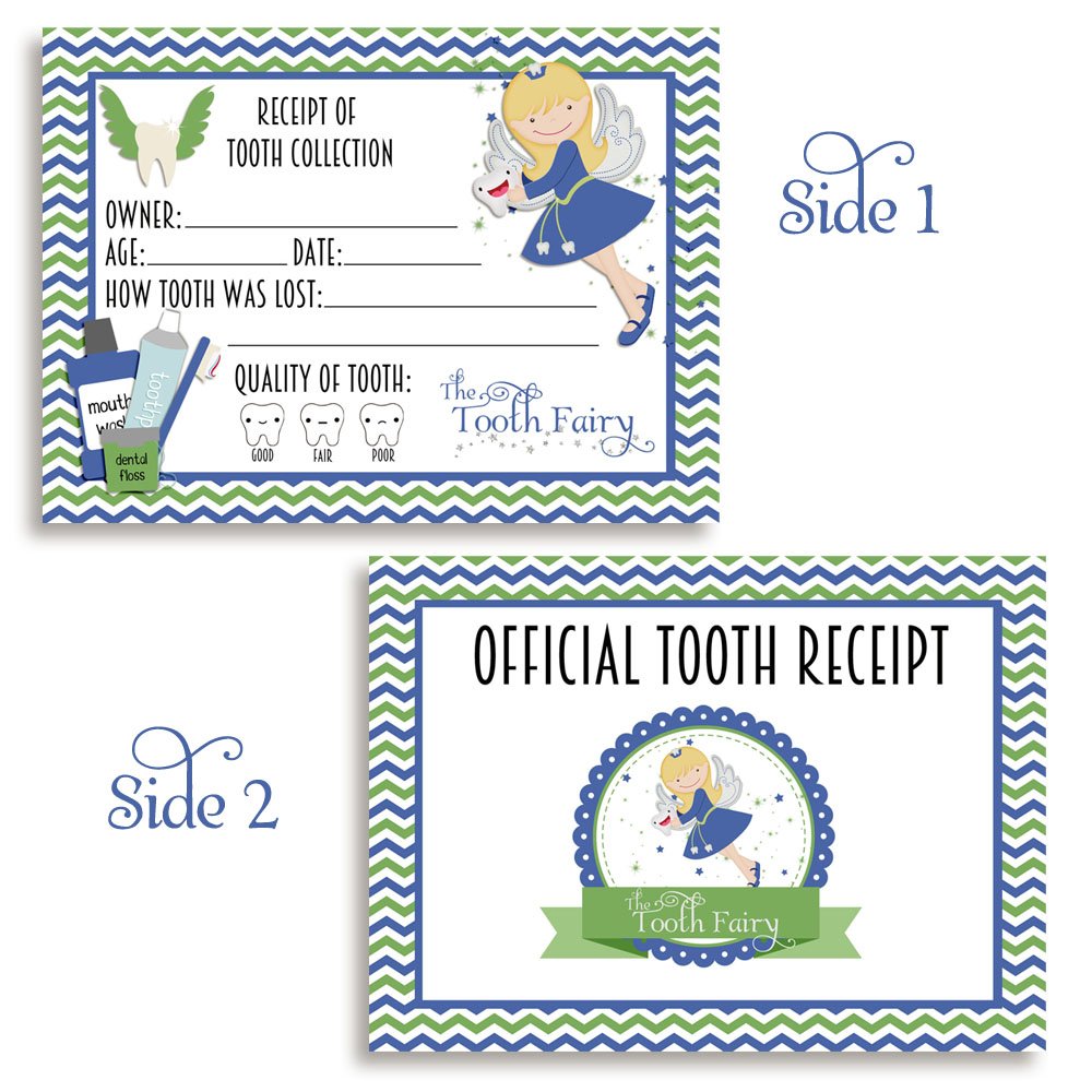 Amazon.com : Official Tooth Fairy Receipt Pack for Boys - Super Adorable,  Long Lasting Keepsakes - 10 3.5"x4.5" Fill-In Tooth Fairy Cards, White  Envelopes, Tooth Fairy Stickers Envelope Seals - Amanda Creation :