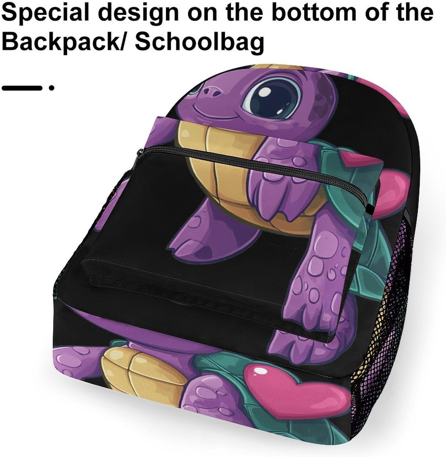 Purple Turtle with Heart Unisex Backpack Casual Daypacks Lightweight Shoulders Bag for Camping Hiking Travel