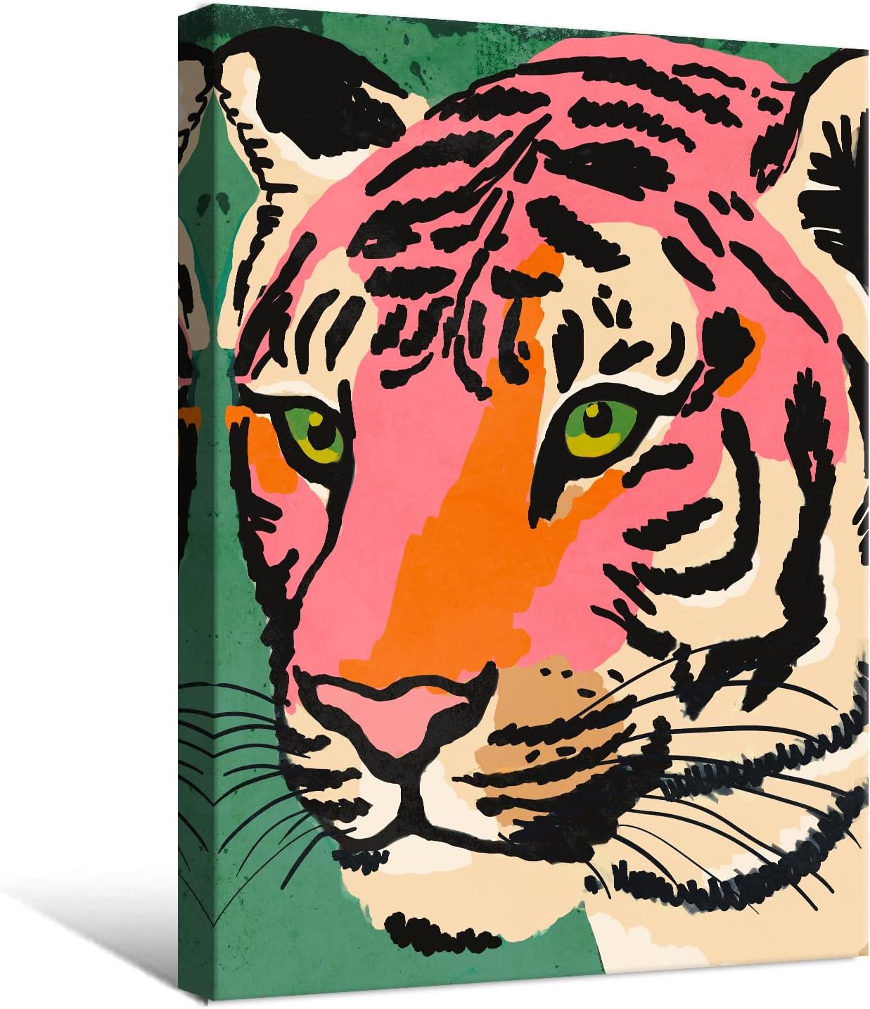 Pink Tiger Canvas Wall Art Wildlife Animal Painting Tiger Wall Decor Preppy Room Decor Pop Art Colorful Animal Poster for Modern Home Wall 24x36Inch