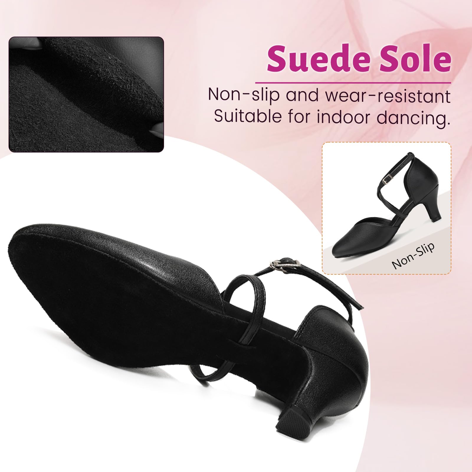 Scarpe da Ballo Latino Americano Donna Punta Chiusa Professionale Carattere Moderno Salsa Tango Valzer Scarpe Ballo de Sala,Modello-L666,Tacco di 6 cm