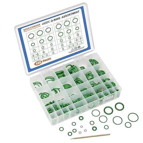 Miniatura 2 de BUSY-CORNER Kit de 495 piezas de juntas tóricas métricas SAE con púa de junta tórica y herramientas de instalación, arandela de goma para A/C
