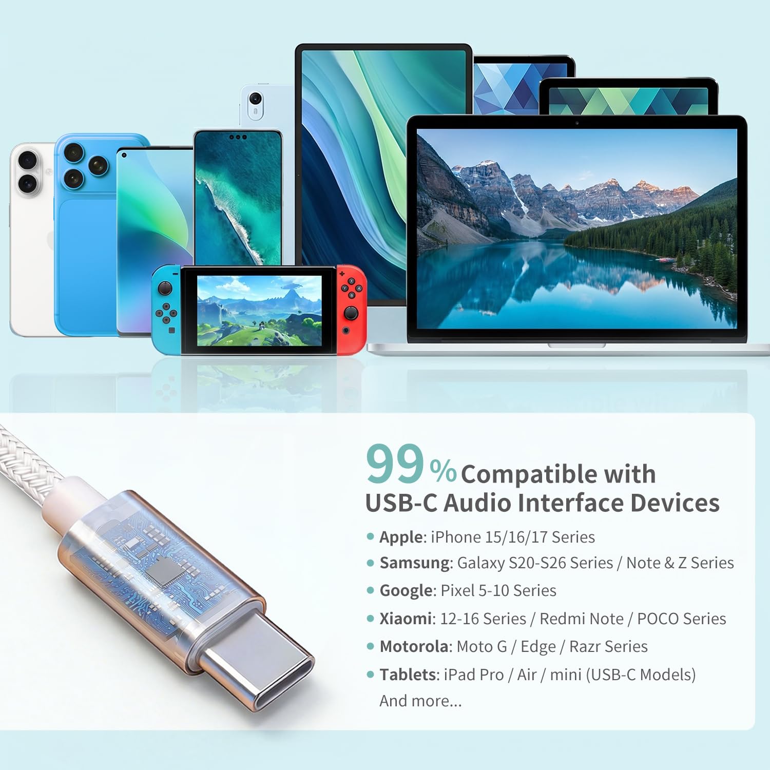 Cuffie USB-C Air Tube - Auricolari cablati anti radiazioni senza EMF con microfono per riduzione del rumore e controllo del volume - Zero EMF per gravidanza, bambini - Comfort orecchio aperto per