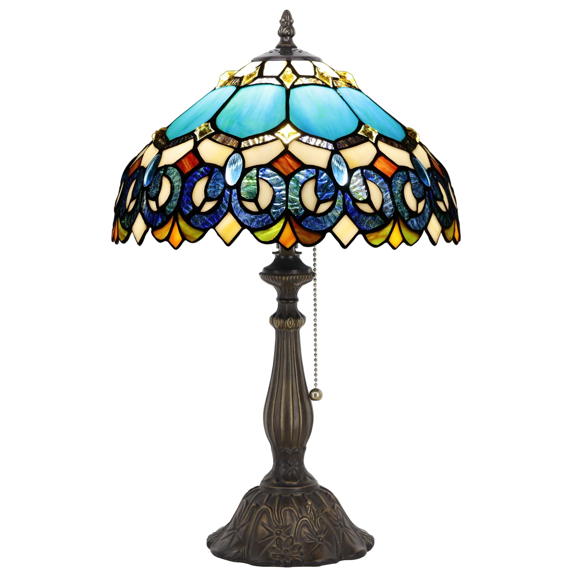 ZJART Tiffany Table Lamp Stained Glass Lamp 12X12X19 Inch Antique