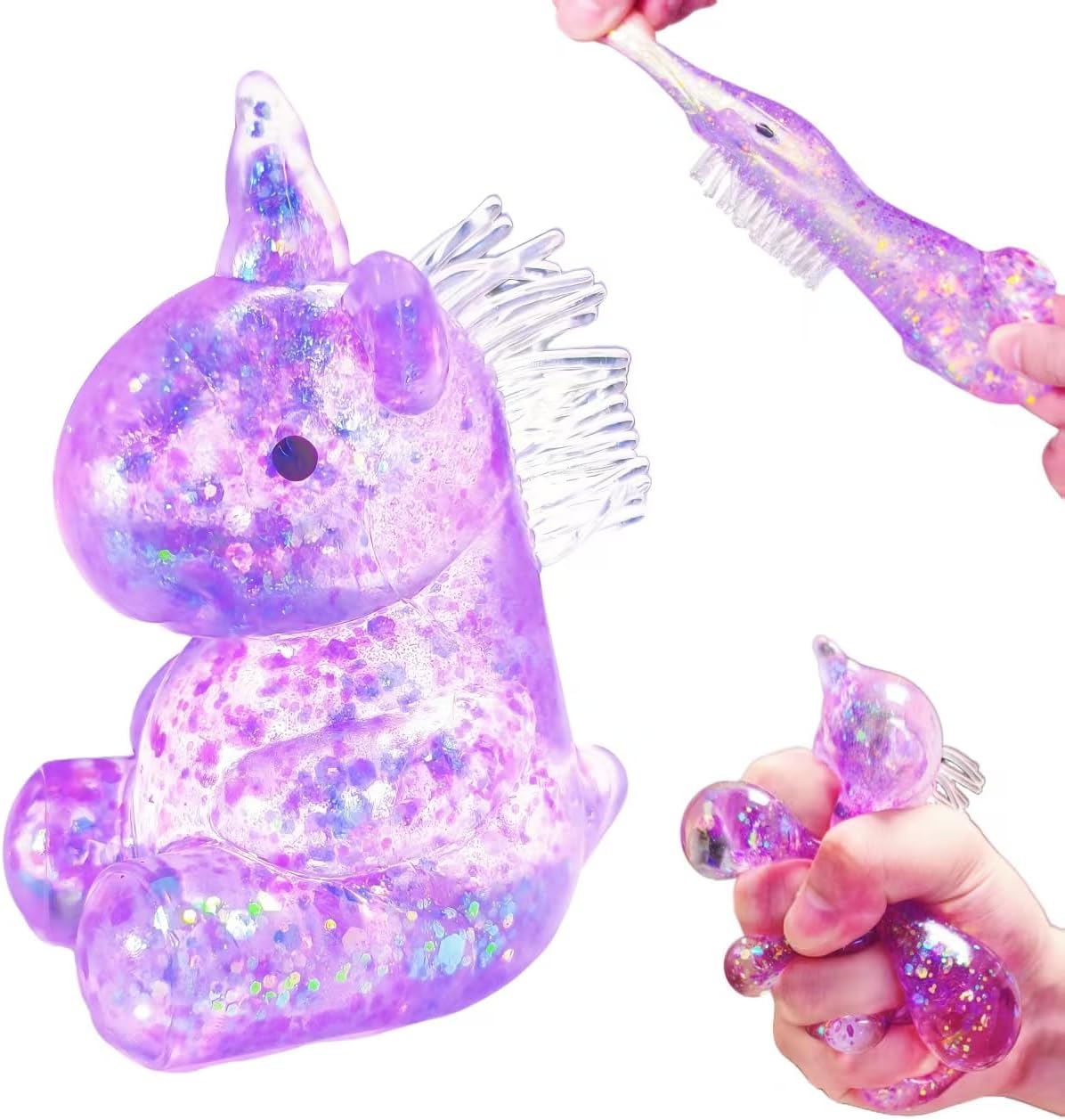 1Pcs Unicorn Stress Relief Toys Stress Balls for Adult Cute Animal Squeeze Sensory Toys Squeeze Sugar Ball Unicorn Squishy Toys for Kids Christmas Stocking Stuffer Gift ADHD Autism Anxiety(Purple)
