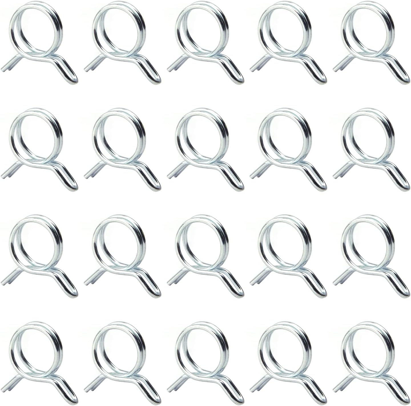 Double Wire Spring Hose Clamp 23mm(ID) Double Wire Fuel Line Silicone Hose Tube Spring Clips Silver Tone 50PCS