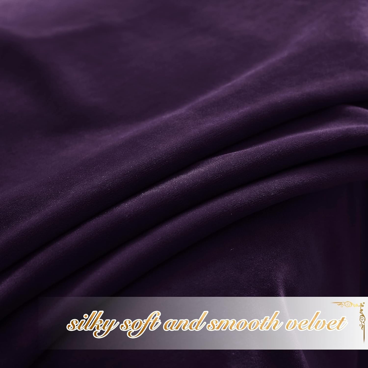 NICETOWN Purple Velvet Curtains 108 inches Long for Living Room - Blackout Sound Reducing Privacy Protection Heavy Matt Solid Grommet Top Drapes/Panels (2 Panel Per Pack, 52 inch Wide Each Panel)