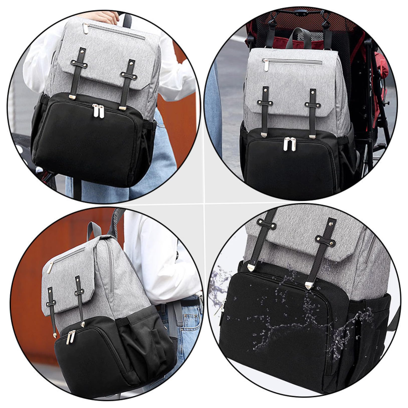 Mehrzweckrucksack für Mütter Großer Babyrucksack Wickeltasche aus Oxford Stoff Verschleißfest mit Großem Fassungsvermögen zum Einkaufen und Ausgehen