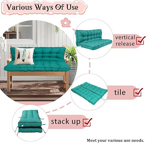 Miniatura 207 de Cojín de repuesto para columpio de 2-3 asientos, cojines de banco para exteriores con respaldo grueso de 4 pulgadas, muebles de patio, jardín, Flor