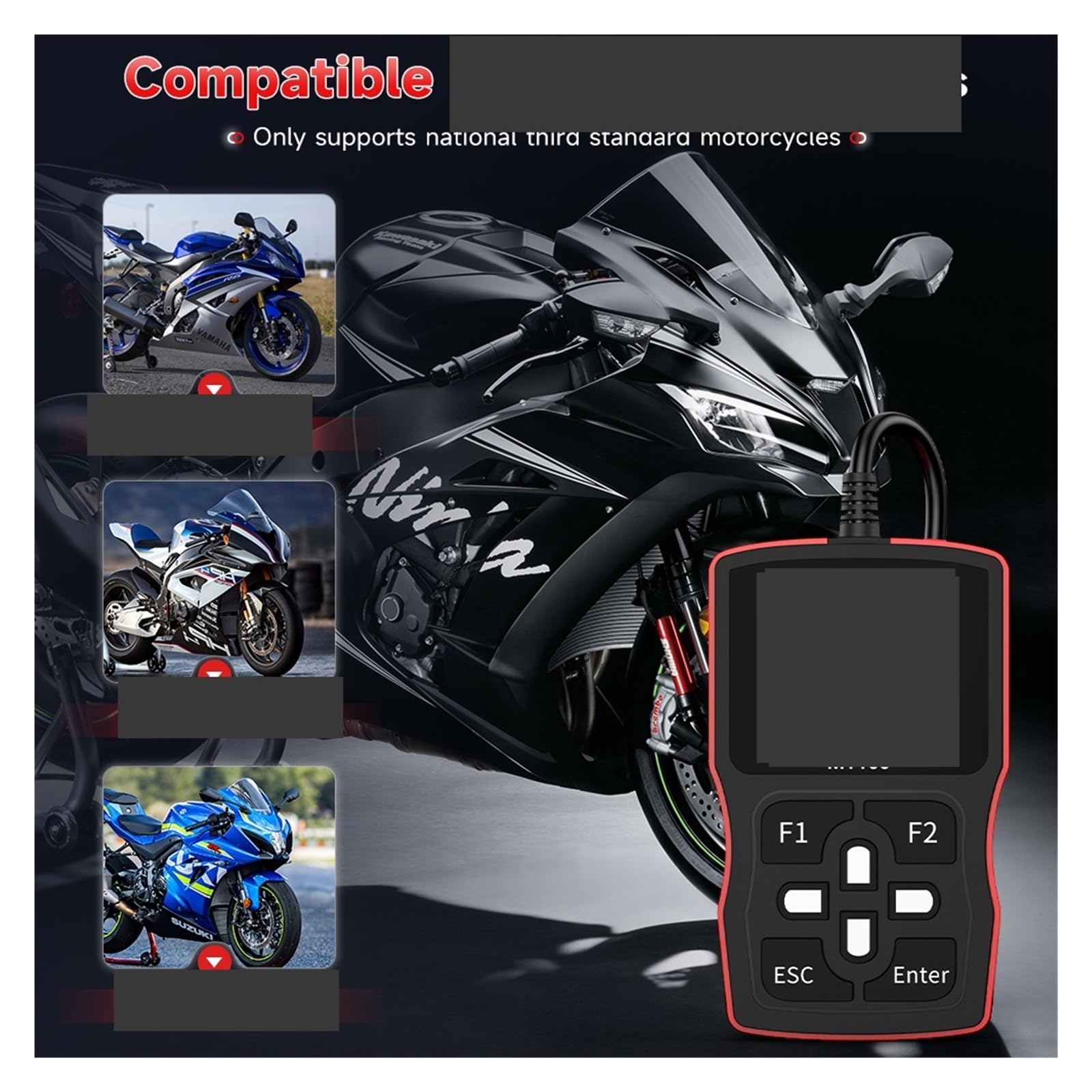 Czytnik kodów, MT100 Motocykl Koder Czytnik Skaner Narzędzie Do Silnika ABS System Motor Diagnostics Tools do sprawdzania silnika samochodu