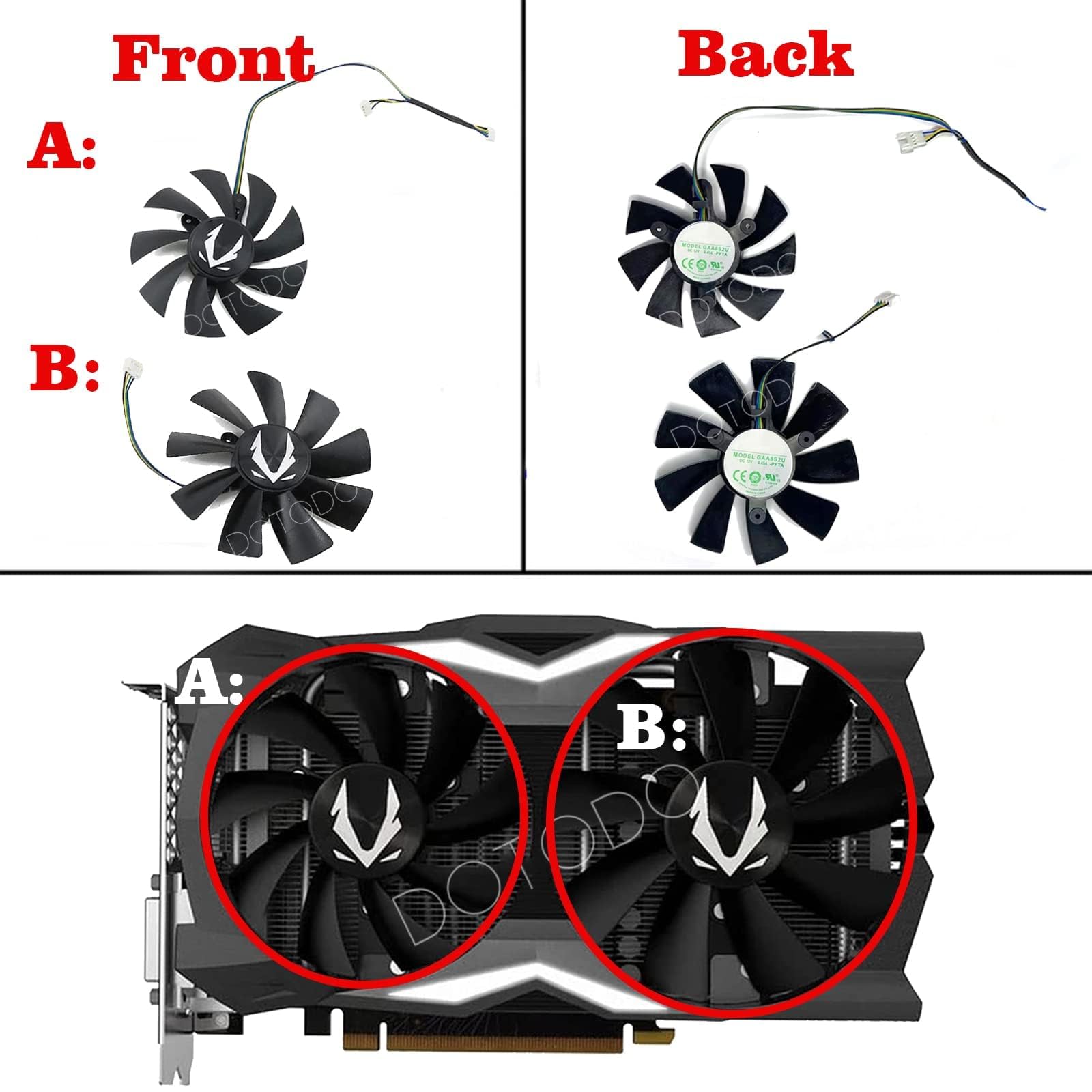 100mm GA92S2H DC 12V 0,45A 4 broches pour ZOTAC Gaming GeForce RTX2070 RTX 2070 OC Mini ventilateur de refroidissement pour carte vidéo (AB-Lüfter)