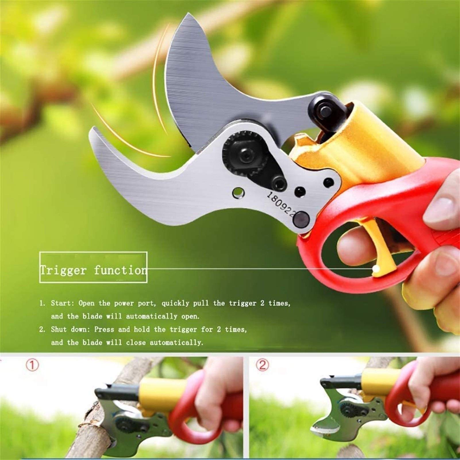Tijeras De Podar Eléctricas Profesionales Podadoras De Árboles Profesionales Tijeras De Podar con Batería Recargable, Cuchilla Resistente De Repuesto para Jardín, Rosas, Ma,