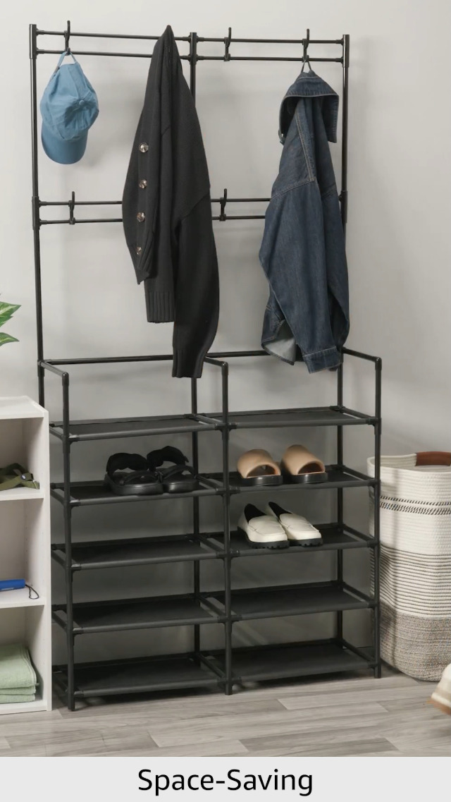 Amazon.com: Laiensia 5-Tier Entryway Coat Rack, Coat and Shoe Rack