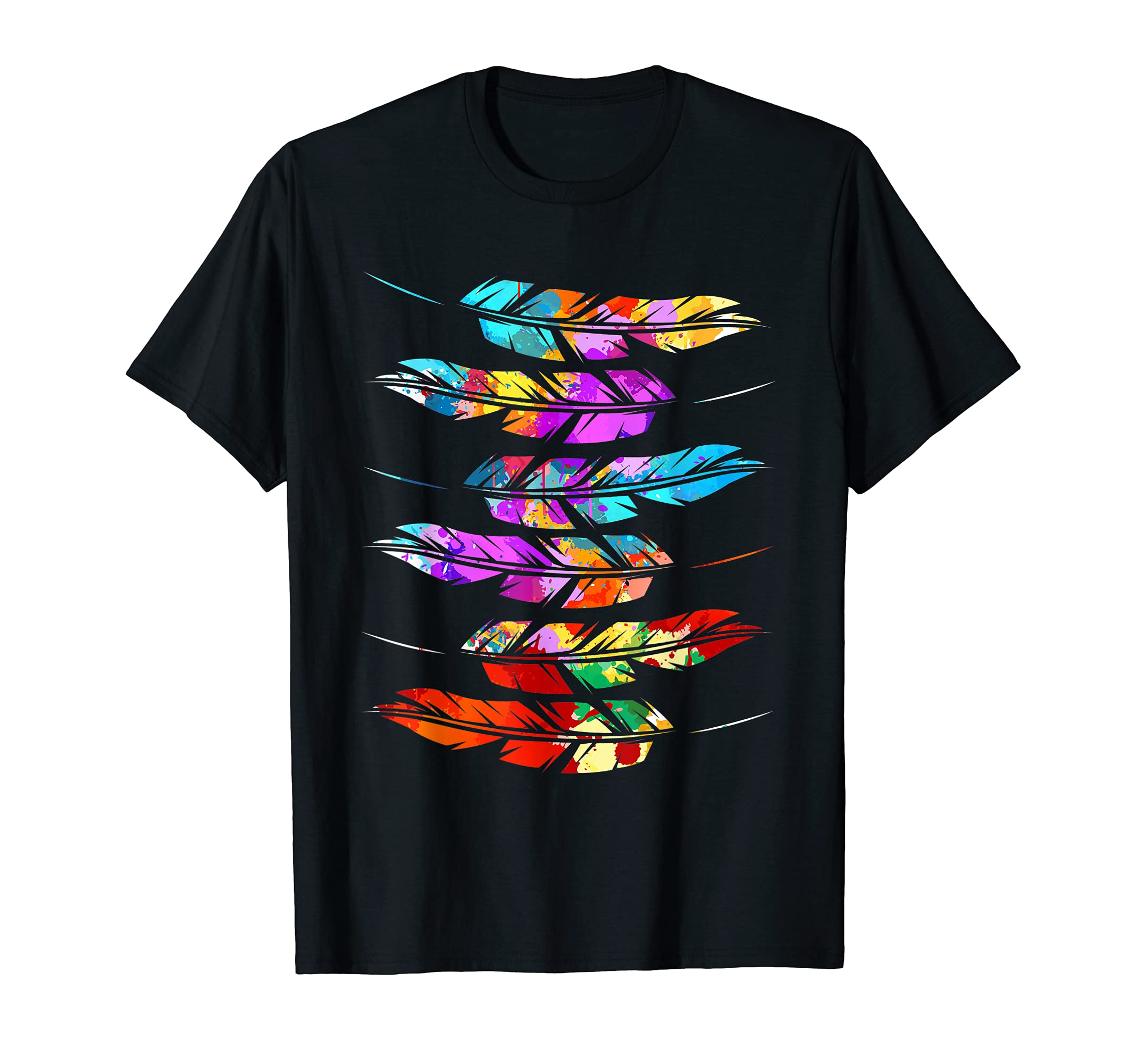 Indian Gifts Native American HeritageColorful Feathers American Indian Pride Native American T-ShirtOEKO-TEX STANDARD 100