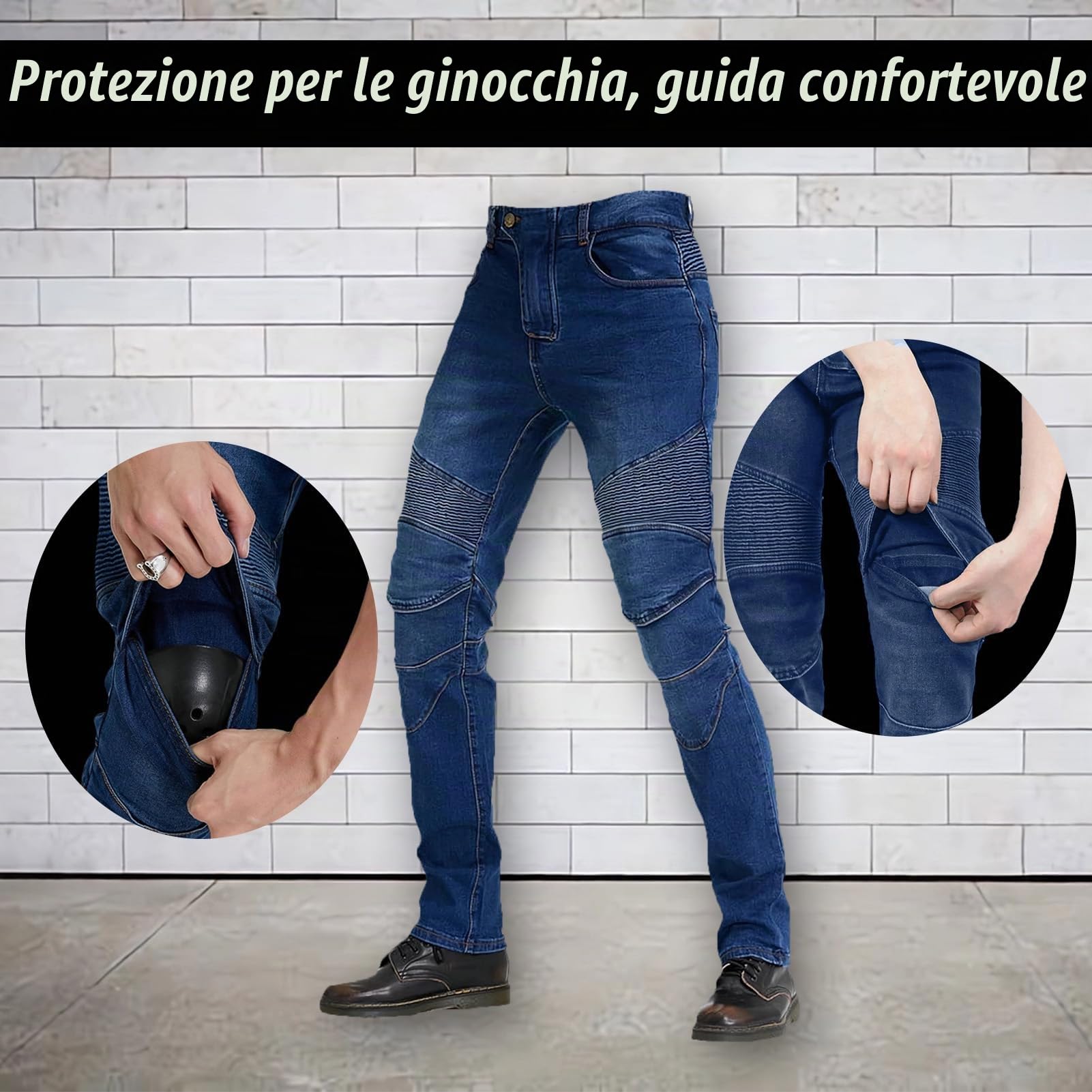 Jeans da Moto da Donna Pantaloni da Motociclista in Denim Impermeabili Protezione Impermeabile Pantaloni da Moto da Ciclismo Jeans da Motociclista Elasticizzati con 4 Protezioni