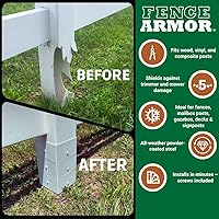 Vista 4 de Fence Armor Protector de Poste de Acero Galvanizado Serie Pro Protección Contra Cortadoras de Hilo y Daños de Equipos de Mantenimiento del Césped