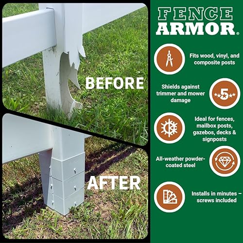 Miniatura 4 de Fence Armor Protector de poste de acero galvanizado Pro-Series  Protección contra cortadoras de cuerdas y daños en equipos de mantenimiento del