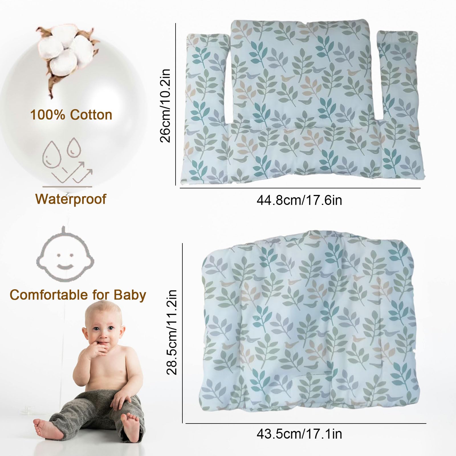 Hochstuhl Kissen für Stokke Tripp Trapp, Rutschfest Hochstuhl Sitzkissen Set, Bio Baumwolle Baby Sitzkissen, Verdickung Weiches Sitzkissen für Baby & Kids mit Klettverschluss, Hochstuhlzubehör (A)