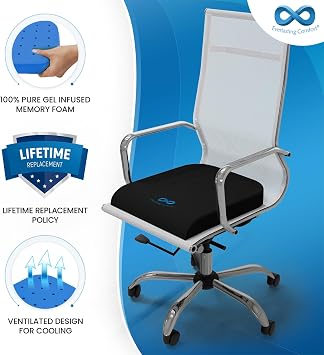 Everlasting Comfort Seat Cushion & Wheelchair Cushion Bundle - Tailbone Relief - Ventilated Gel Support for All Day Comfort