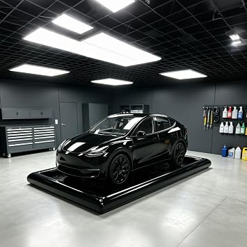 Inflatable Car Wash Mat 9.7x19.5ft, Heavy Duty PVC Garage Floor Mat, Waterproof Containment for Water, Oil, Mud, Snow & Rain, Non-Slip Protection for Cars