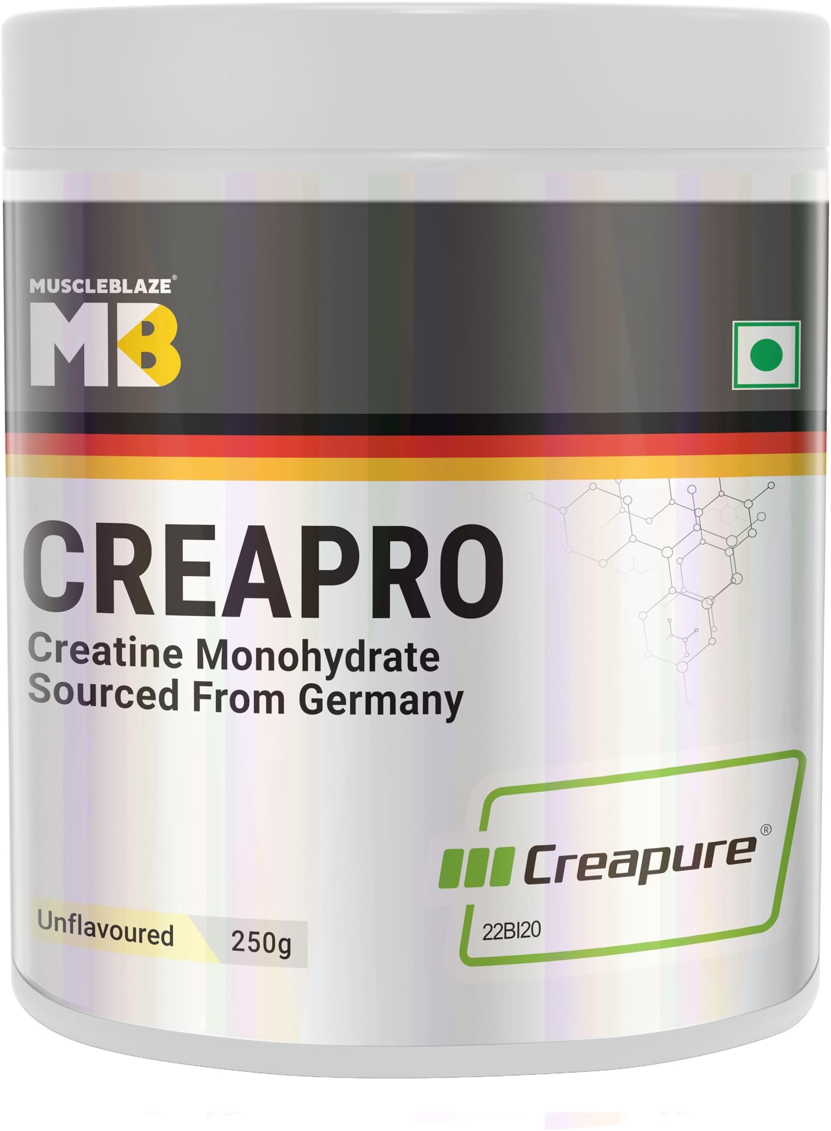 MuscleBlaze CreaPRO Creatine with Creapure, Unflavoured 250 gms / 0.55 lb, 1 Pack of Creatine