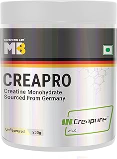 MuscleBlaze CreaPRO Creatine Monohydrate Powder with Creapure, Unflavoured (83 Servings, 250g)