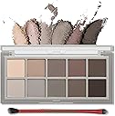 Erinde 10 Colors Matte Eyeshadow Palette, Taupe Brown Mavue Nude Eye Shadow Palette Makeup, Neutral Grey Smokey Eye Pallete, Ultra-Blendable, Long Lasting Natural Eyeshadow for Older Women, Cement