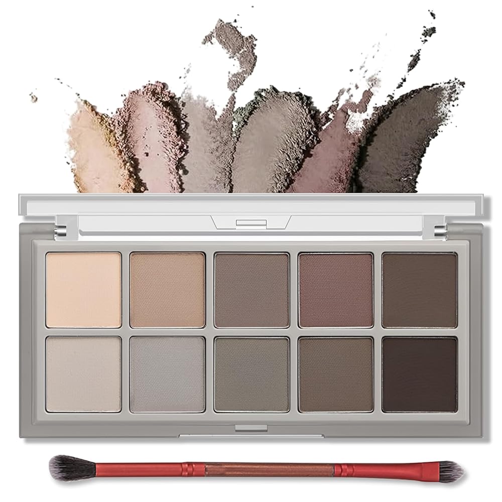 Erinde 10 Colors Matte Eyeshadow Palette, Taupe Brown Mavue Nude Eye
