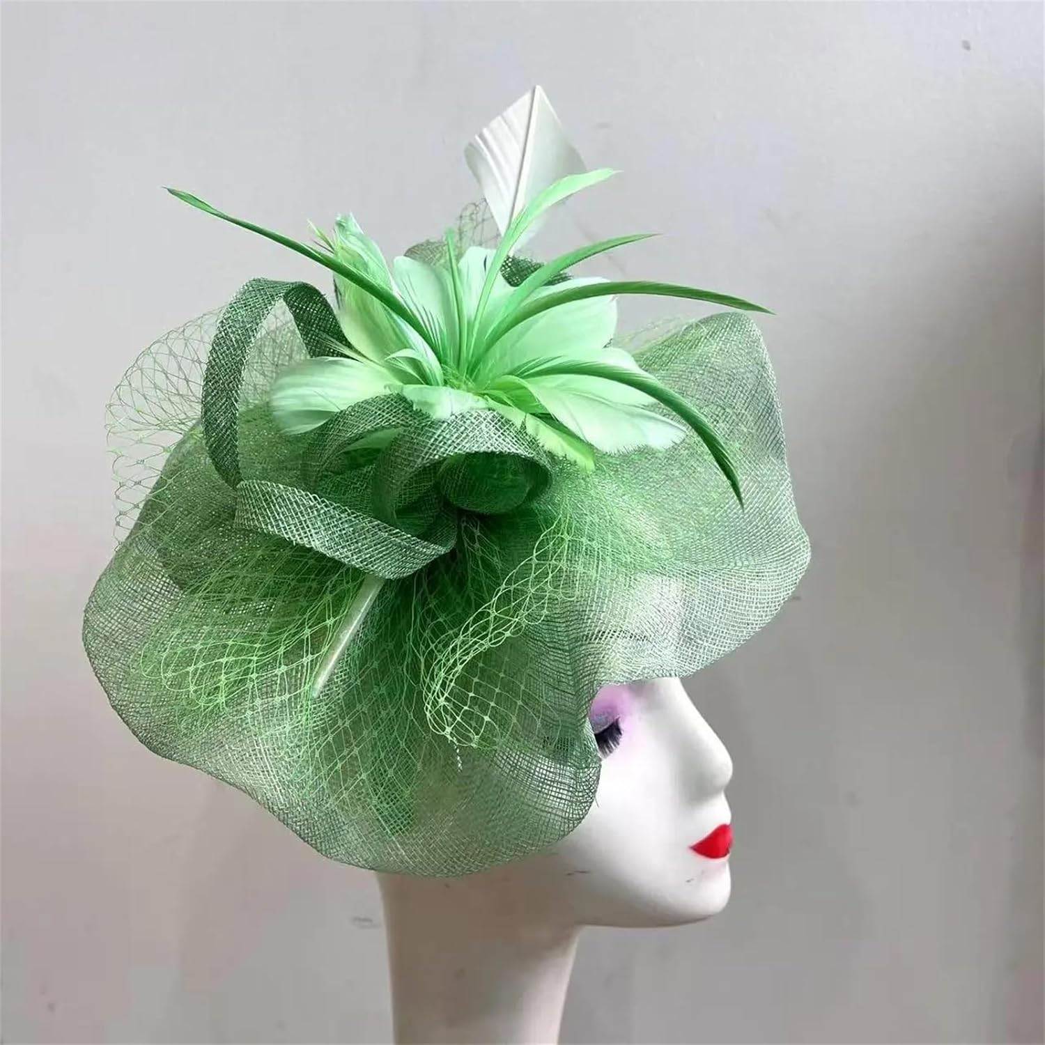 Women's Feather Veil Fascinator Headband Bridal Wedding Kentucky Headpiece Church Tea Party Derby Hat