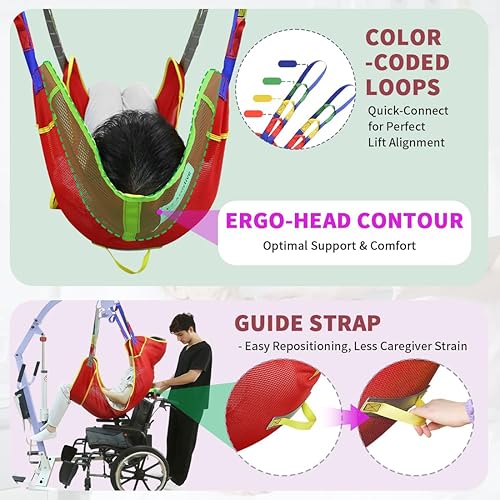 Miniatura 21 de Eslinga universal de elevación de pacientes de cuerpo completo, honda médica para colocación de cama y baño, eslinga de transferencia para ancianos