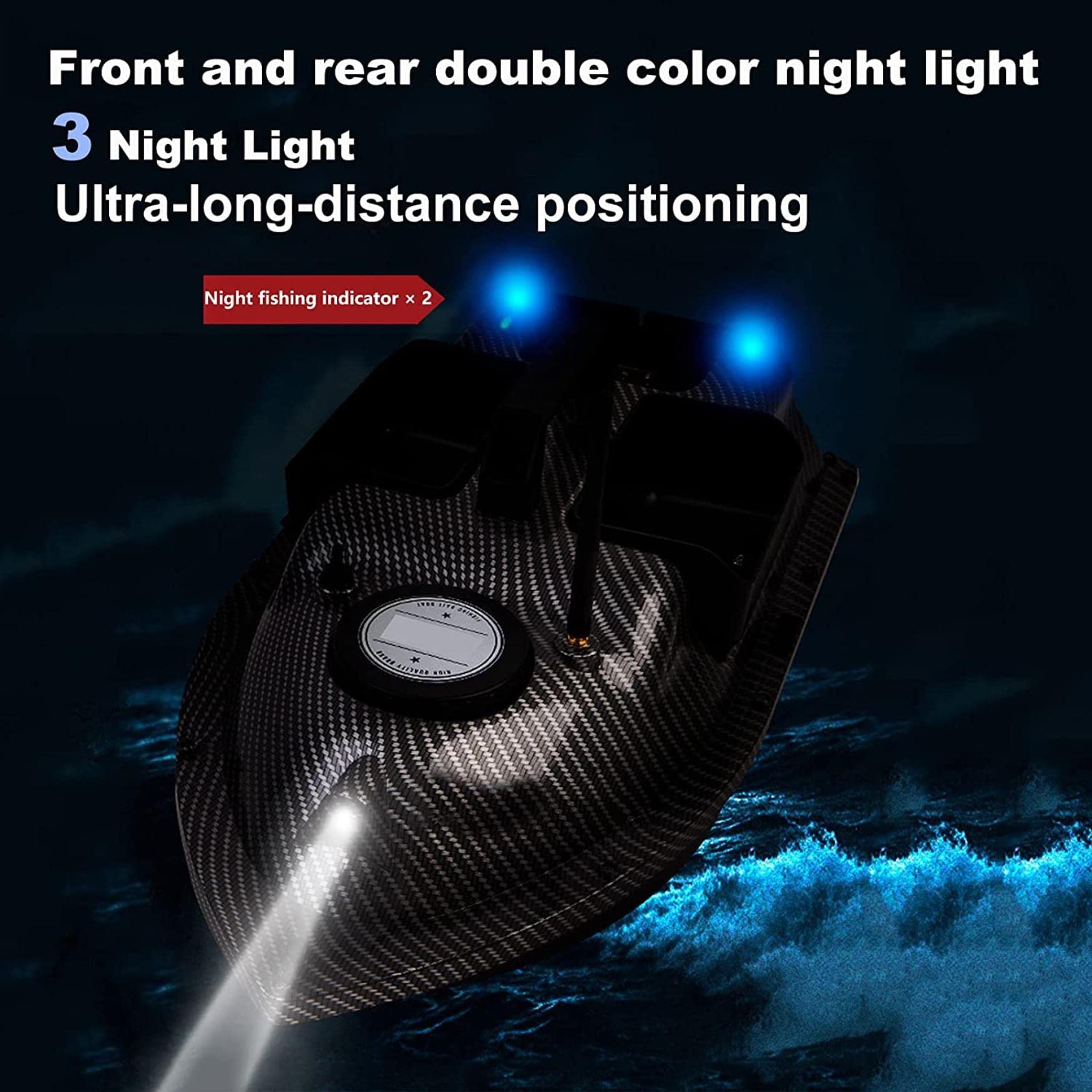 Pesca en Barco cebador, Barco RC, Barco Cebo con hélice y piloto automático GPS, Barco Cebo de Crucero GPS de 500 m de Distancia con 3 Compartimentos de Cebo Independientes y luz Nocturna LED