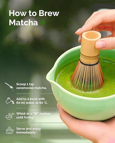 Miniatura 8 de Maestri House Té Matcha en polvo, matcha de ceremonia natural, té verde de Kioto, Japón, cosechado por primera vez, sin aditivos, apto para veganos,