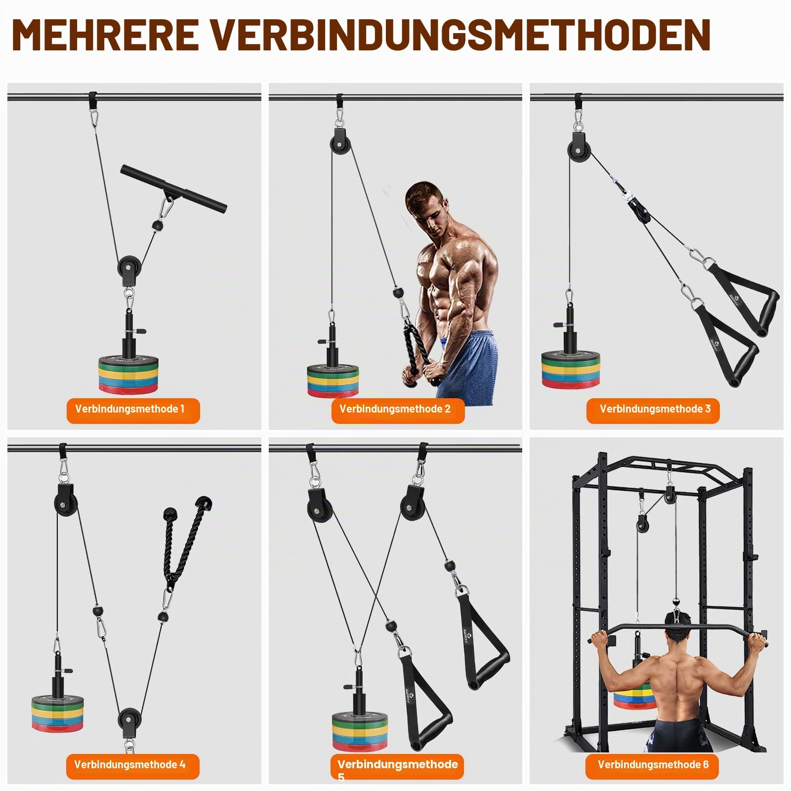 SERTT Gewicht Seilzug Fitness Gym, Verbesserte Kabelzug Fitness Latzug Gym Fitnessgeräte für LAT Pull Down, Bizeps Curl, Trizeps, Armtraining-Gewichtsscheibensystem Zusatzgeräte