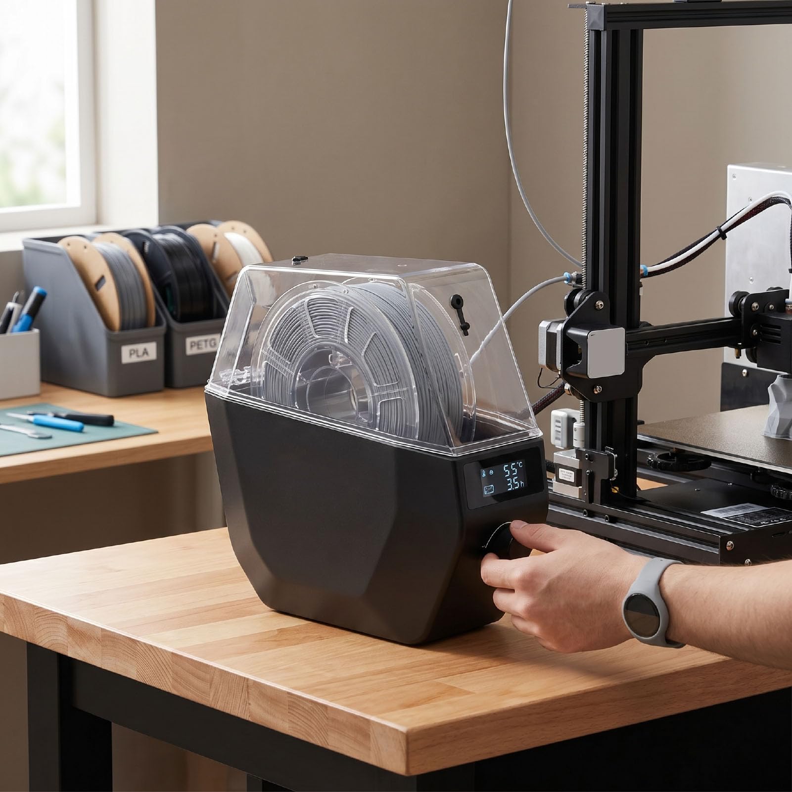 FTVOGUE 3D-Drucker Filament Trockner mit Digitaler Anzeige (EU-Stecker)