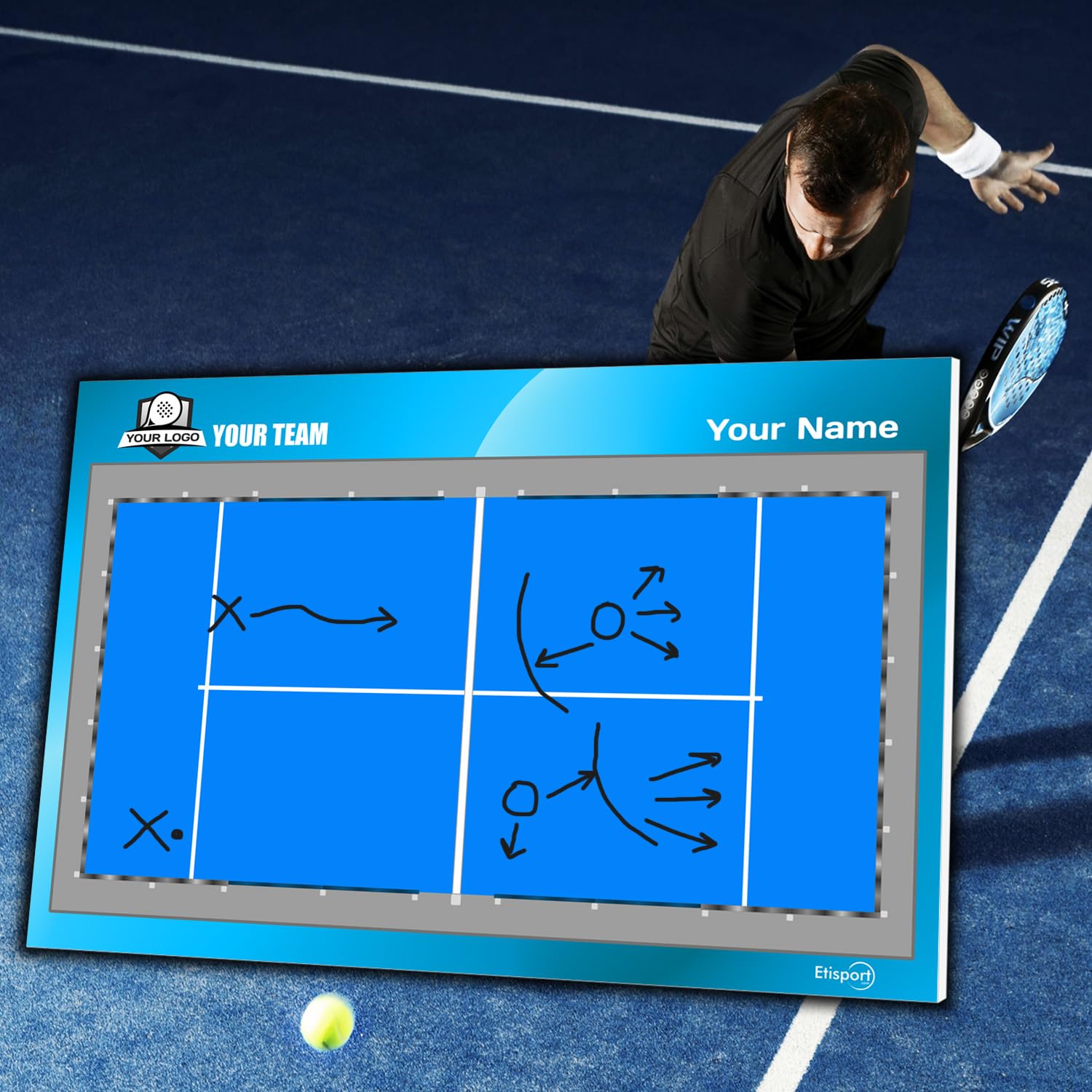 Tableau Tactique Magnétique Pour Tennis - Portable Et Pliable - Avec Pièces Et Stylos - Pour Entraînement Et Stratégie