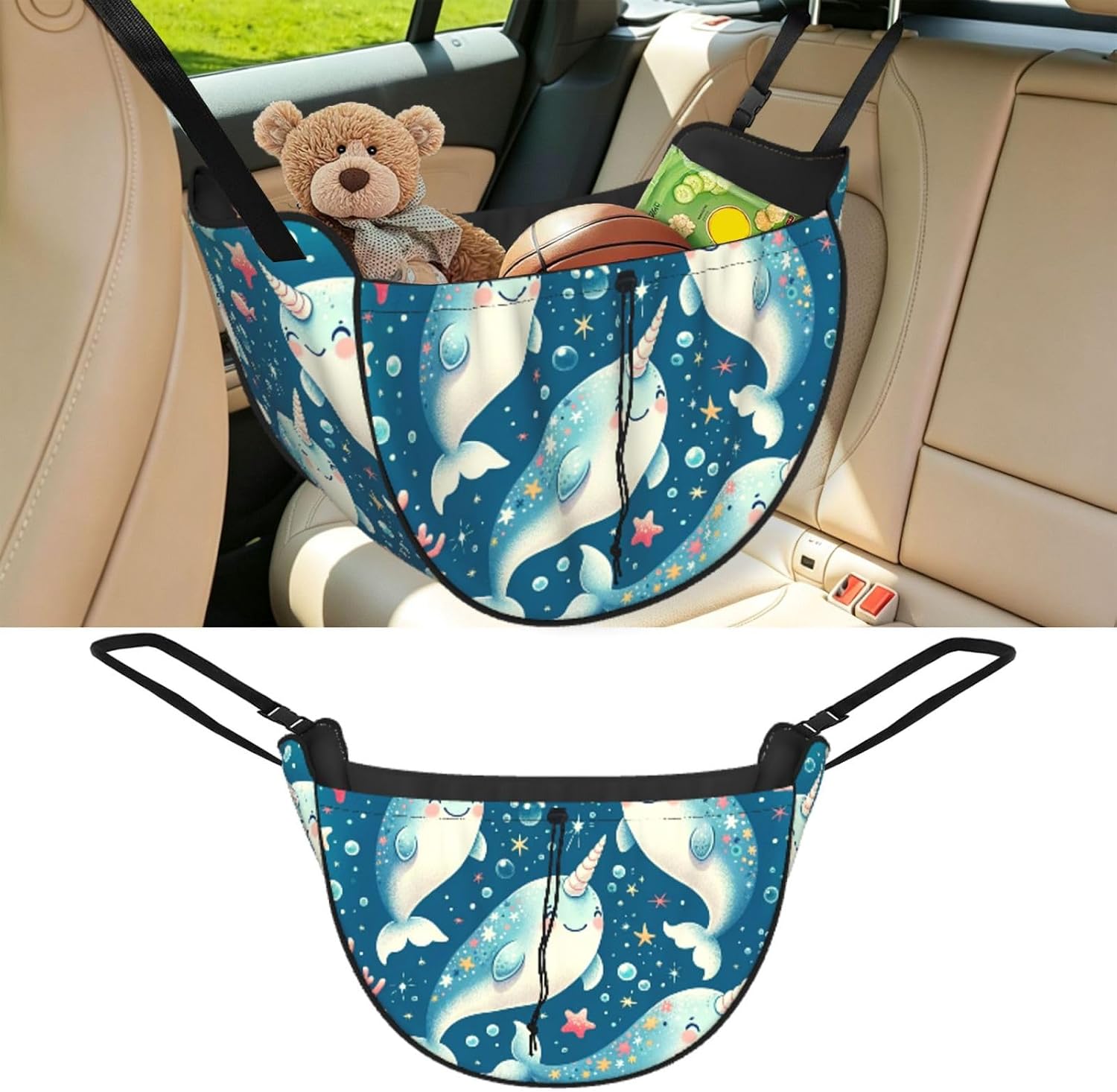 Augenstern Kawaii-Narwhals Car Backseat Organizer Bag For Road Trips