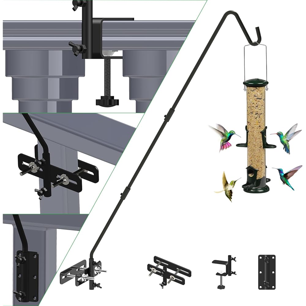 7/mo Finance Extended Bird Feeder Hook, 3 in 1 Heavy Duty Deck Hook, Vertical Deck Rail or