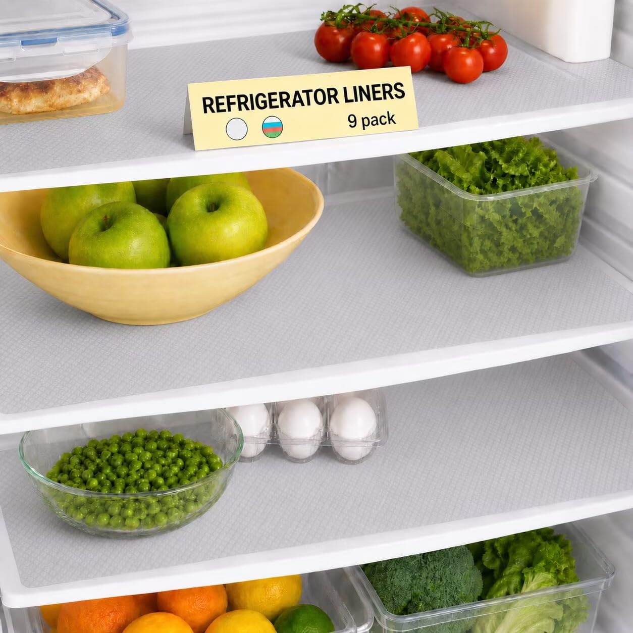 Akinly White 9 Pack Refrigerator Mats,Washable Fridge Mats Liners Waterproof Fridge Pads Mat Shelves Drawer Table Mats Refrigerator Liners For Shelves,