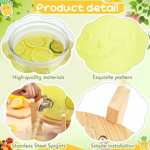 Miniatura 3 de Dispensador de bebidas de 3 galones con soporte, dispensador de bebidas de vidrio con tapa, grifo de acero inoxidable 188 para pícnics, barbacoas,