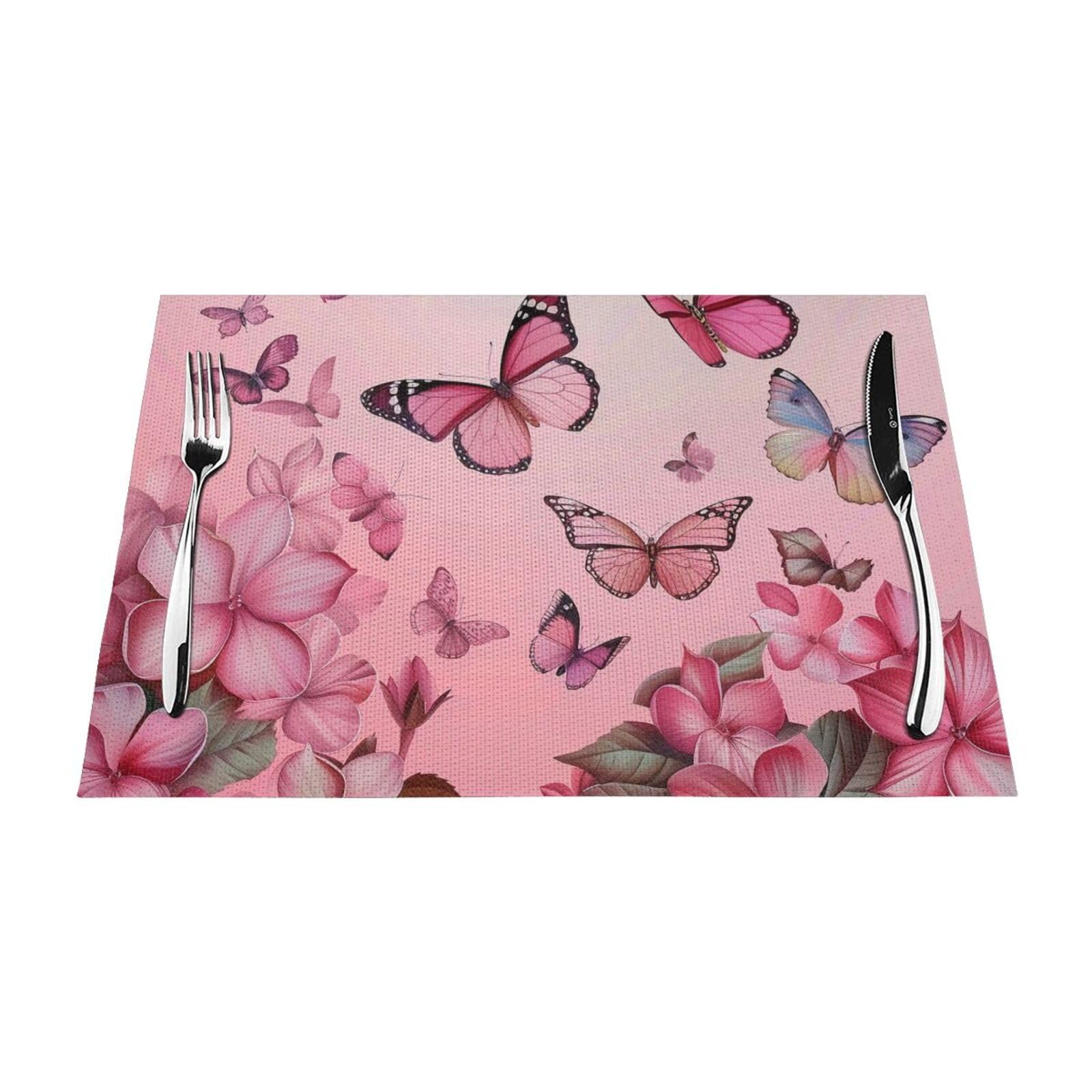 Sets de table en PVC lavables anti-tache motif papillons lot de 6